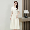WL99609 2924年夏季新款气质时尚简约通勤收腰显瘦舒适透气百搭纯色连衣裙 商品缩略图1