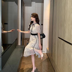 奢姿大码女装2025年夏季新款印花减龄连衣裙胖妹妹蝴蝶结时尚裙子8942890000