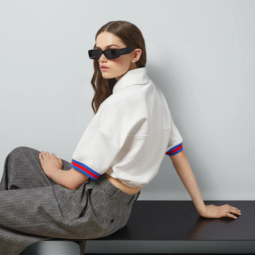 GUCCI 古驰 女士饰织带针织短袖 Polo衫 白色 773728 XJF8V 9088 商品图2