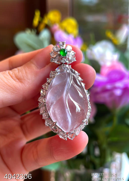 玻璃种木那叶子吊坠【4042306】具体价格微信咨询 商品图3