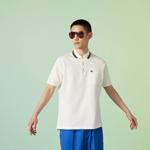 GUCCI 古驰 男士饰双G珠地棉短袖Polo衫 白色 752604 XJFTL 9733 商品图1