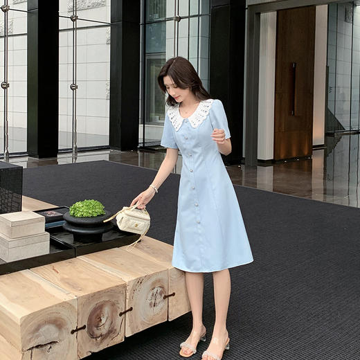 [奢姿轻奢系列]镂空撞色连衣裙2025年夏季大码女装减龄气质裙子8942891236【1】 商品图4