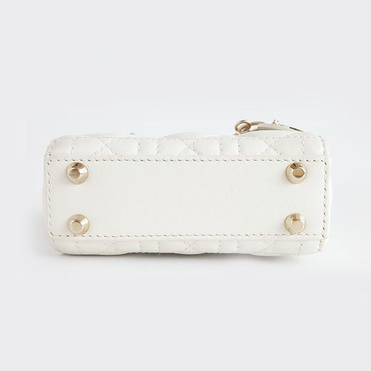 【95新】Dior迪奥 Lady Dior 超迷你手袋 女士白色金扣超迷你戴妃手提单肩包现售价：13000！ 020624NJS04 商品图5