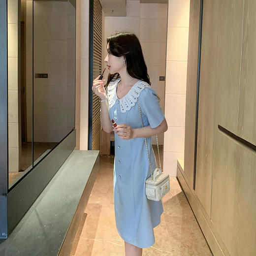 [奢姿轻奢系列]镂空撞色连衣裙2025年夏季大码女装减龄气质裙子8942891236【1】 商品图1