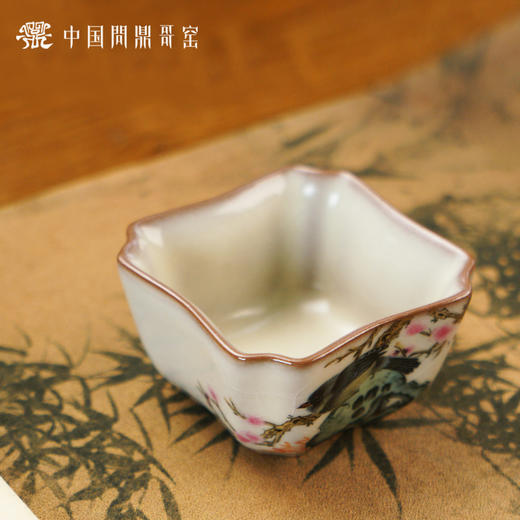 问鼎哥窑致巧款四方杯（莺啼桃色）（缺货） 商品图2