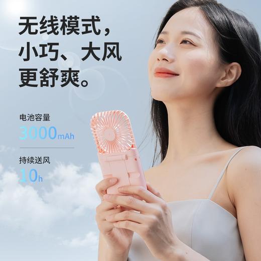 【冷到发抖，持久续航】多功能折叠挂脖小风扇 四档风力/电量显示/大电池长续航/手机支架 一机搞定，送挂绳 商品图0