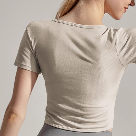 【3~5天发货】跃牌【美度空间】系列 莫代尔罗纹高级感瑜伽服春夏新款瑜伽上衣短袖女夏季裸感休闲t裇TX41003 商品图2