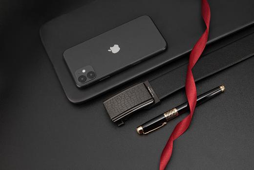 皮尔卡丹皮带男真皮腰带不锈钢自动扣不规则个性裤腰带商务牛皮裤带 商品图7