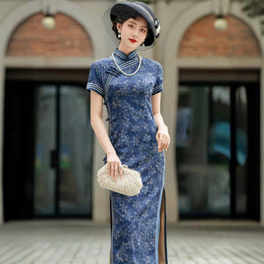 H2024新款高端旗袍夏季日常改良老上海新中式国风连衣裙女气质长款 商品图0