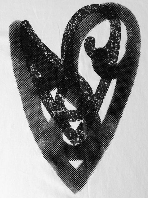 COCO ZONE "爱心T"白色小众圆领短袖T恤爱心印花上衣CC1B1391 商品图5