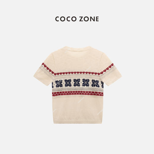 COCO ZONE“扑克针织衫”时尚复古圆领别致上衣小众撞色修身毛针织衫CC1B1167 商品图1