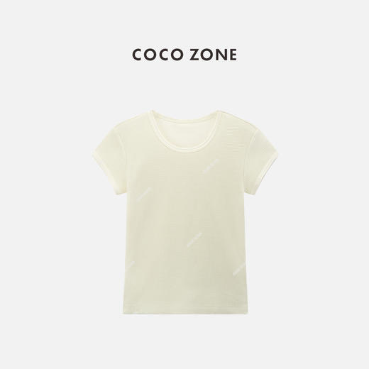 COCO ZONE "华夫格T"夏季圆领纯色T恤简约百搭短袖上衣CC2B1155 商品图0