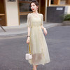 2024春夏新款时尚休闲气质V领温柔风高腰纯色A字裙雪纺连衣裙HR-WZ23079 商品缩略图0