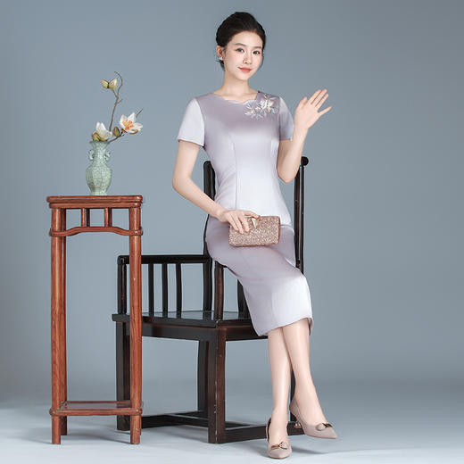 LHS新款新中式国风日常改良旗袍连衣裙女装夏季高级感气质长裙子 商品图2