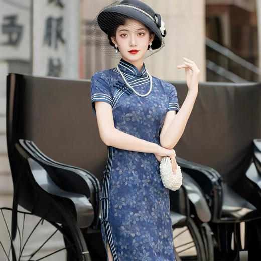 H2024新款高端旗袍夏季日常改良老上海新中式国风连衣裙女气质长款 商品图1