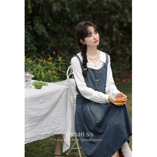 鹿向南《复古少女》法式气质牛仔套装女春季流行时尚套装裙L33550 商品图5