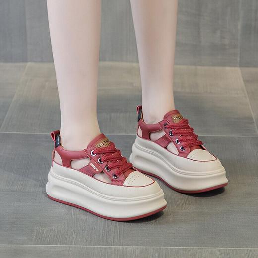 【预售5天】内增高厚底洞洞鞋，镂空透气复古真皮运动凉鞋HFE&5558 商品图0