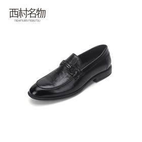 西村名物2024夏季新品真皮软底舒适透气高档亮面搭扣休闲男士皮鞋X14AW13891