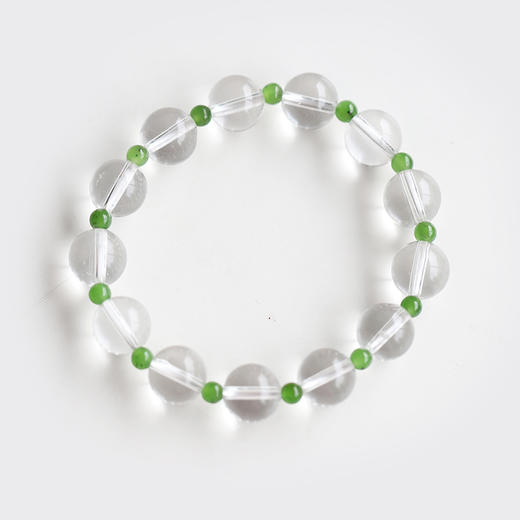 米马饰物 清莲生香 天然果绿和田玉+6A天然白水晶（正向之精神力量） 商品图6