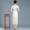 LHS新款香槟色改良旗袍气质高贵连衣裙婚宴礼服 商品缩略图2