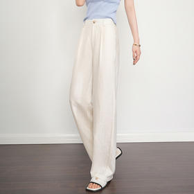 休闲亚麻阔腿裤，垂感冰丝麻直筒裤HR-MFE9002