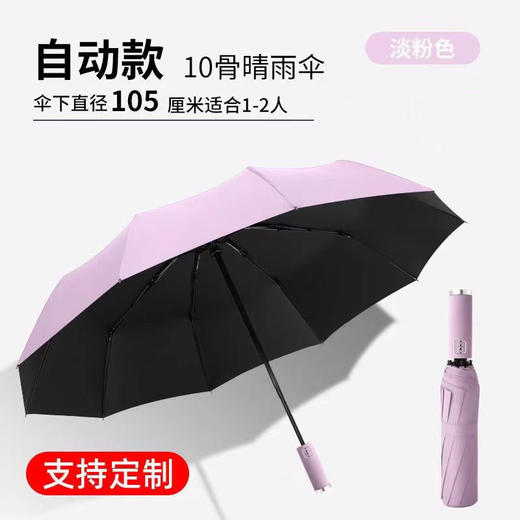 全自动三折叠雨伞两用黑胶防晒防紫外线 商品图2