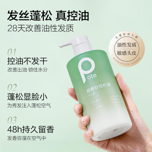 头发救星！【Pote柏缇-植酵舒缓控油去屑洗发水系列】3重专利调控油脂分泌，温和洁净滋润蓬松0油感，微米级绵密泡沫去油，3维专利去屑止痒，头皮清爽干净不留屑，72小时持久留香 商品图6