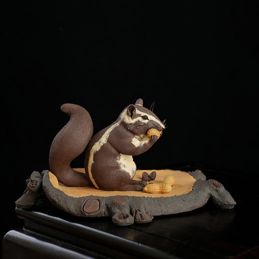 朱亚军 精品松鼠茶宠 紫砂摆件手工茶宠摆件茶玩 陶瓷松果花生松鼠 商品图6