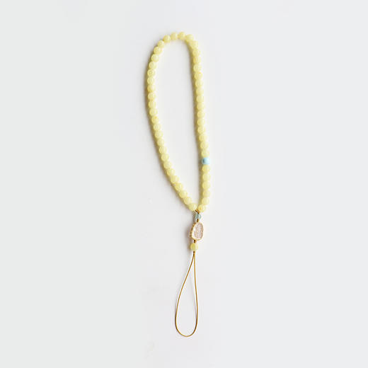 米马原创设计 天然绿松南红俄料奶黄色蜜蜡手机挂件  文气柔和的配色 商品图6