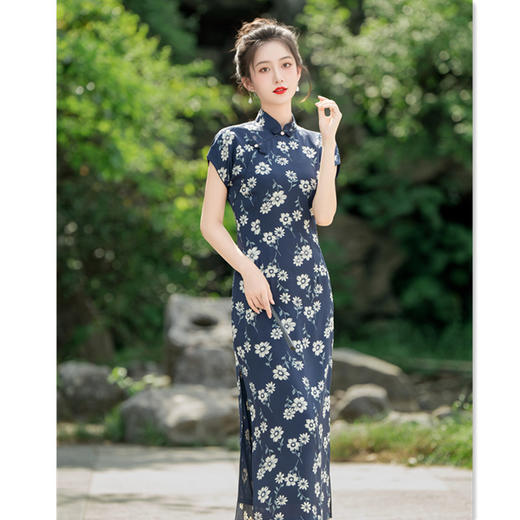 时尚改良新中式，长款短袖旗袍GX-373283 商品图0