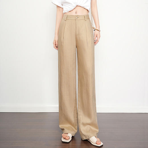 休闲亚麻阔腿裤，垂感冰丝麻直筒裤HR-MFE9002 商品图2