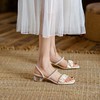 【预售5天】中跟粗跟法式百搭，仙女风珍珠两穿凉鞋SP&X1108 商品缩略图0