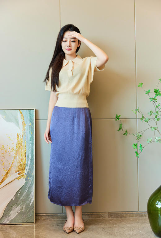 小奶皮|紫调醋酸顺滑半裙 商品图3