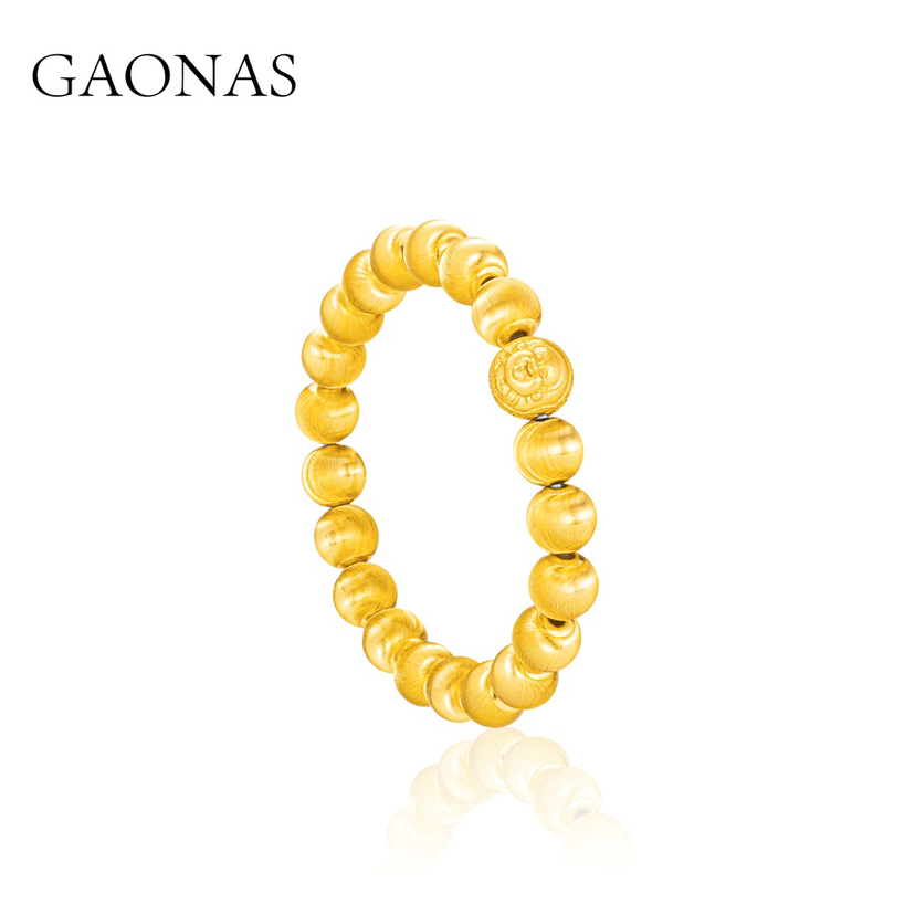 GAONAS万华镜 时尚新潮古法手工金色球手链10577SGO