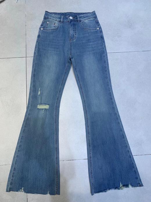 【门店同款】ENJOY夏季不规则毛边破洞喇叭裤 158143247 商品图0