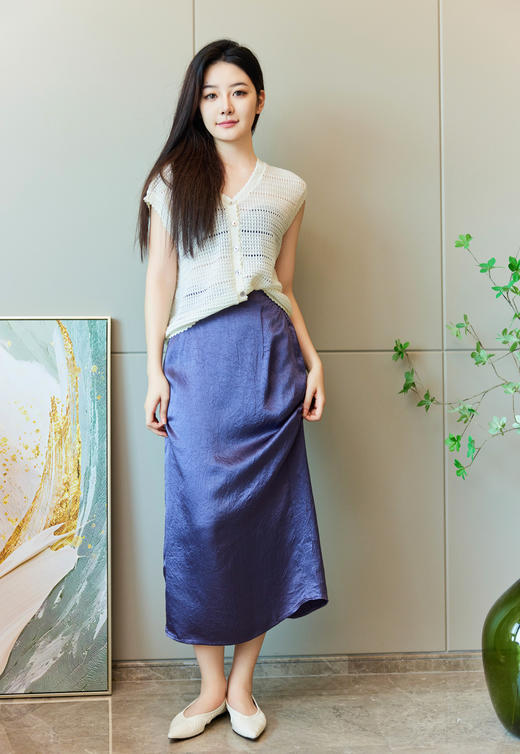 小奶皮|紫调醋酸顺滑半裙 商品图4