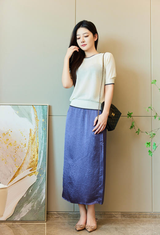 小奶皮|紫调醋酸顺滑半裙 商品图2