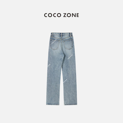 COCO ZONE100%棉复古牛仔裤洗水显瘦气质直筒裤23C19231 商品图1
