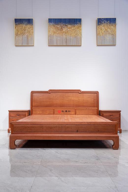 红桥红  家具严选  缅甸花梨（大果紫檀）【180四抽屉如意带屉大脚床】 商品图0