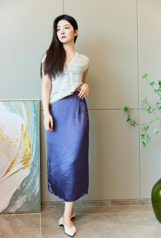 小奶皮|紫调醋酸顺滑半裙 商品图6