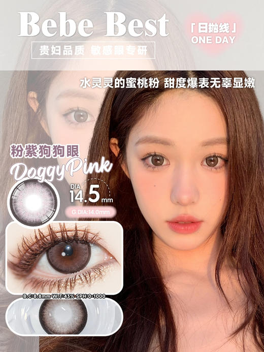 【大直径日抛】Doggy Violet·粉紫狗狗眼·Missbebe丨14.5mm（日抛/一盒10片装） 商品图0