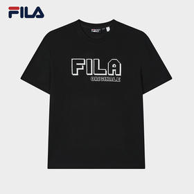 3件4折【自营】FILA/斐乐  斐乐男子针织短袖衫2024夏季新款马赛克图案休闲舒适T恤 F11M429107FBK