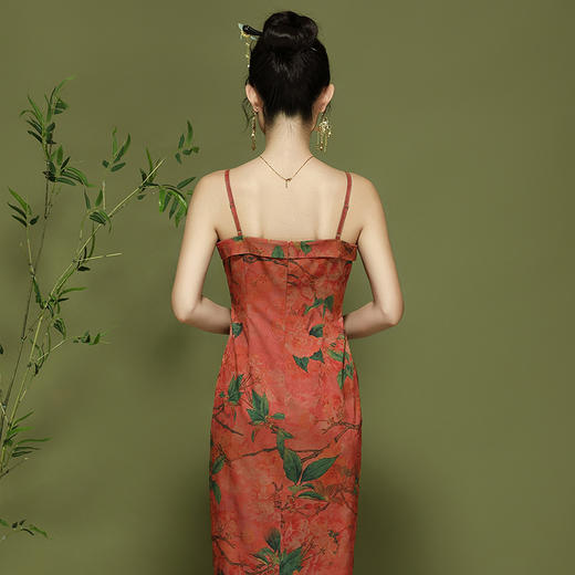 OYCP 24108中式复古国风日常改良吊带旗袍连衣裙 商品图3