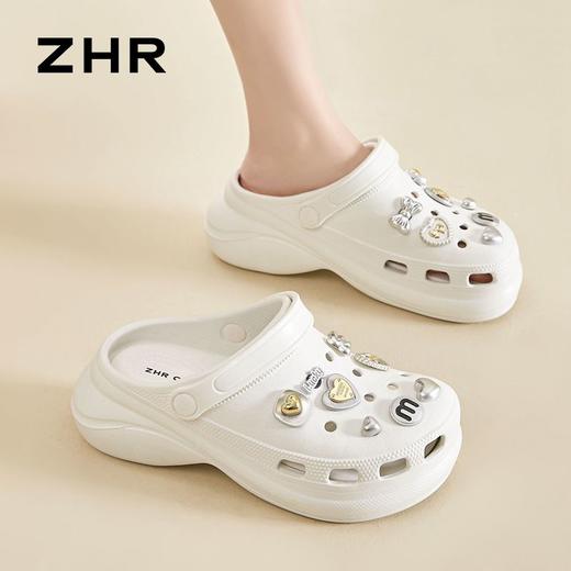 ZHR则则软底增高两穿洞洞鞋女2024新款厚底防滑包头休闲凉鞋女鞋 商品图7