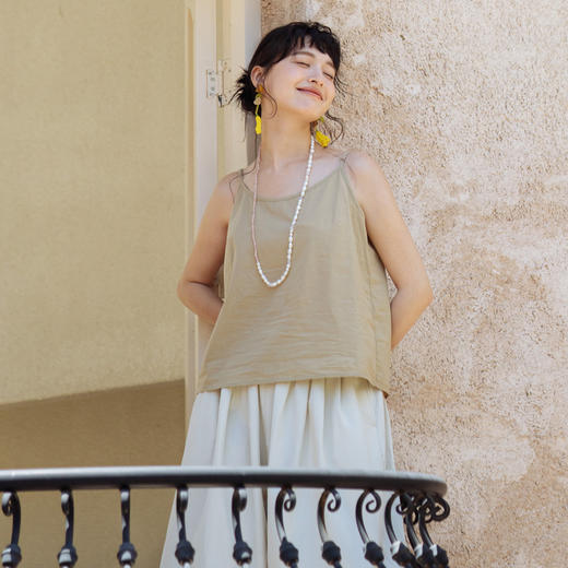绽放385朵【甜茶系列·芝士咖啡】简约显瘦叠搭可调节纯棉吊带 商品图0