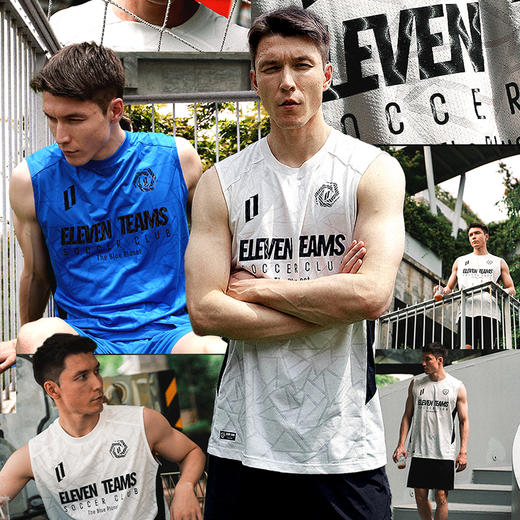 小李子Eleventeams足球运动训练无袖印花破浪系列提花面料背心成人男 商品图4