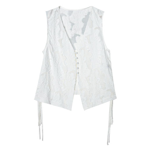 西嘉C+IMPRESS/西嘉新中式马夹侘寂风优雅剪花系带百搭马甲女夏新款MJ2402060 商品图4