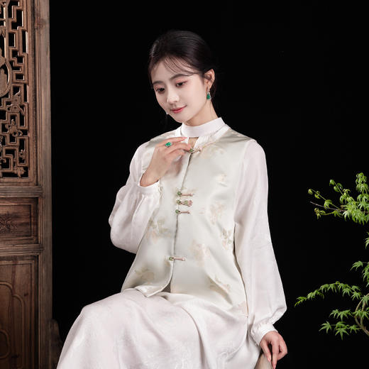 荷言GL 沐柳风 原创新中式马甲金鱼花纹织锦坎肩背心旗袍春夏 商品图0