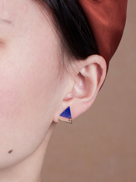 LUCINE鹿鸣珠宝 | 理想的三角形青金石耳钉设计师原创品牌18K黄金 商品图0