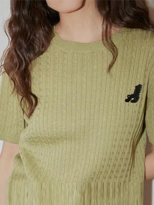 Mood Like Me/MMY2403/炸毛木木猫皮标纽花针织短袖 商品图3